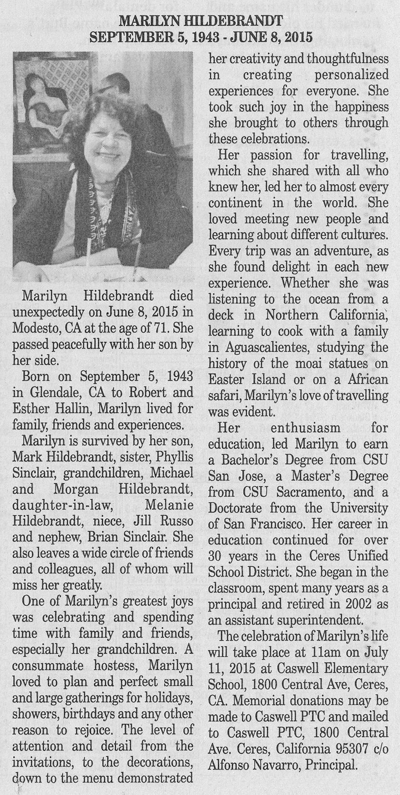 Obituary for Marilyn Hildebrandt